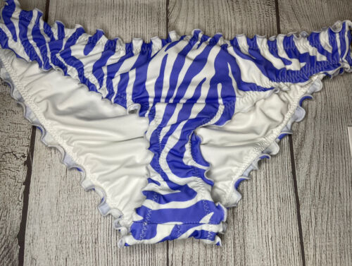 Shade & Shore Sz S 4-6 Swim Bikini Bottom Purple Zebra Ruched Cheeky Sexy New