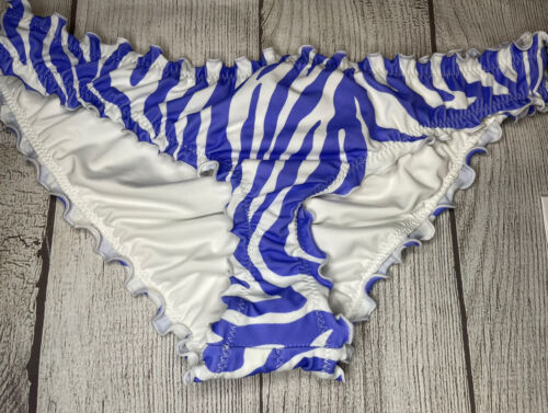 Shade & Shore Sz S 4-6 Swim Bikini Bottom Purple Zebra Ruched Cheeky Sexy New - Picture 1 of 5