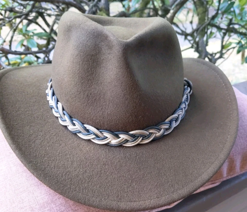 Sombrero de lana Scala Outback Dorfman Pacific para hombre talla mediana marrón banda trenzada Foto 2 de 4