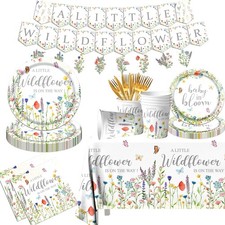 Wildflower Baby Shower Decorations - 142pcs Party Supplies With Tableware Pla...