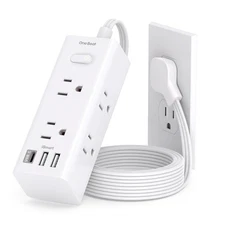 5Ft Extension Cord with Multiple Outlets, Flat Plug Power Strip Surge Protect...