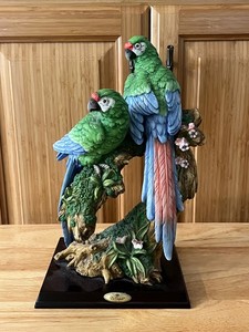 De Capoli Collection Lover Parrots Tree Branch Bird  Figurine Statue 12"