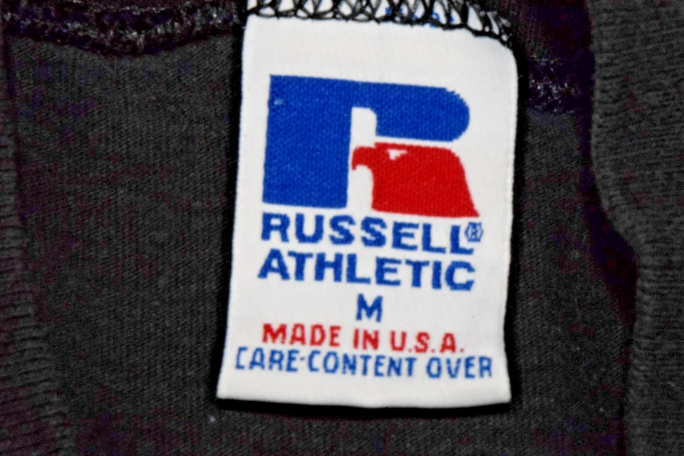 Camiseta Vintage Cuello Alto Russell Atlética Talla M Años 90 Negra Manga Larga Hecha en EE. UU. Foto 4 de 4