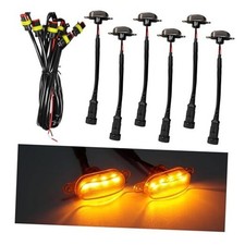 6PCS Car Grille Lights, Bright Amber LED Grill Lights with 6 PCS Black Yellow