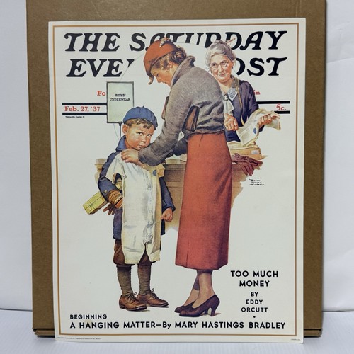 Vintage Saturday Evening Post Cover Print Feb 27 1937 Boy Underwear Shopping