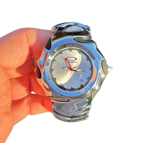 Vintage Oakley Blade Watch Stainless Steel White Dial Swiss Movement Working 90s - Image 1