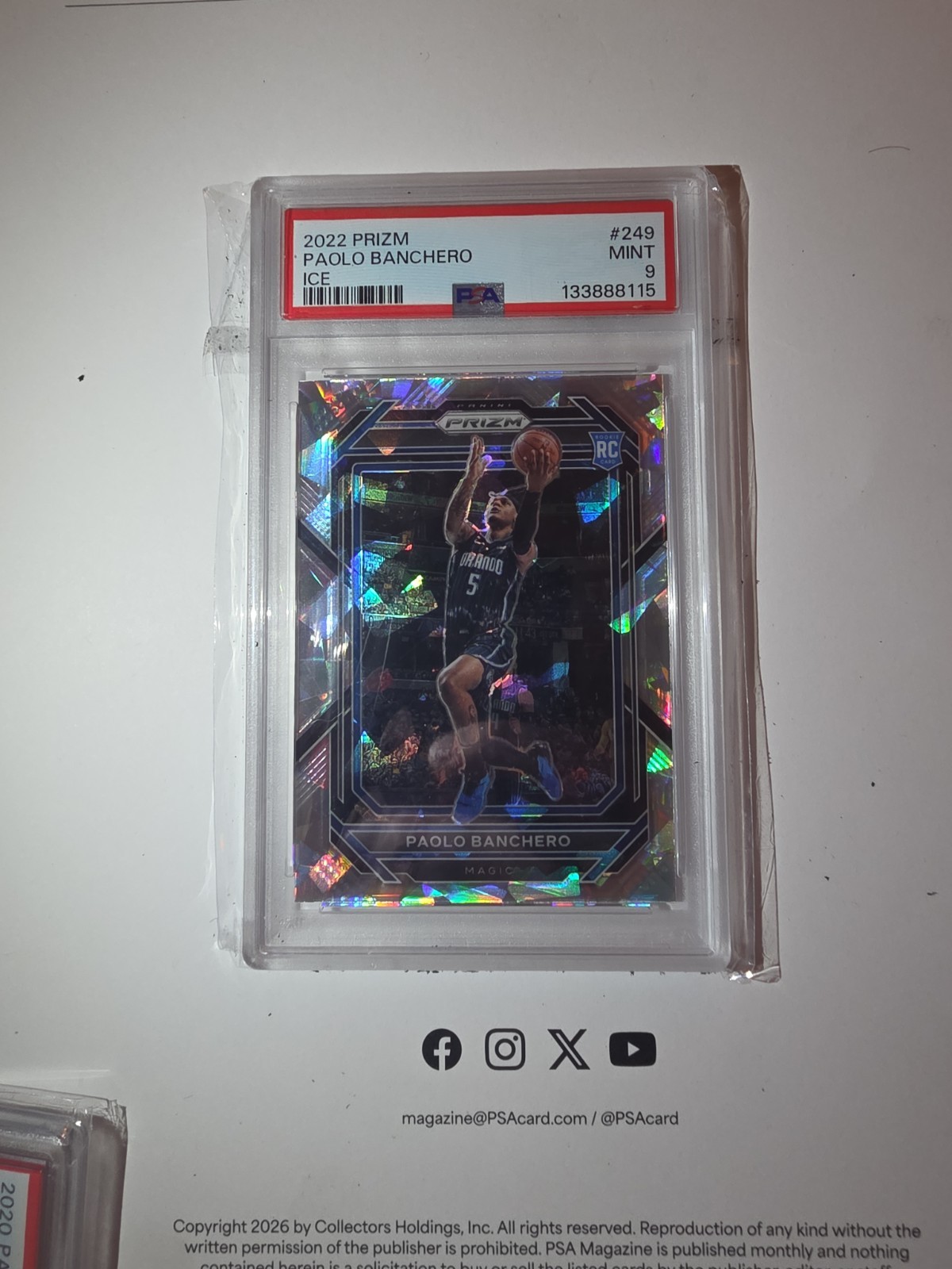 2022 Paolo Banchero (RC) Prizm ICE #249 Rookie PSA 9