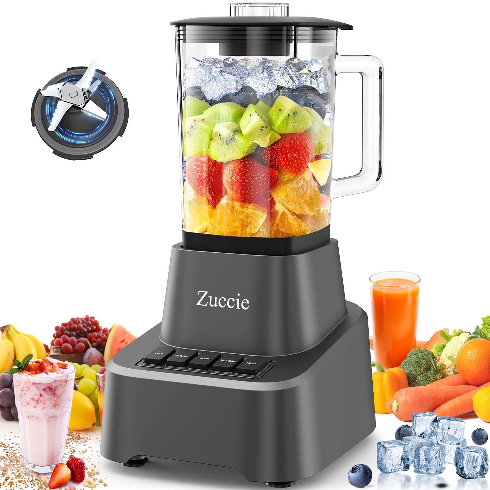 Blender for Shakes and Smoothies With 54oz Glass Jar, 4 Spee