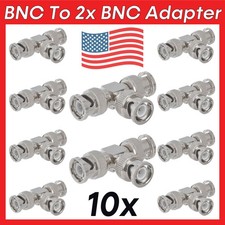 10 Pack BNC Plug to 2x BNC Plugs T-Adapter Coaxial BNC Connector 2-Way Splitter