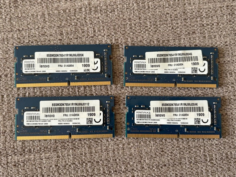 Lenovo 32GB (4 X 8GB)  DDR4 2666MHz PC4-21300 SODIMM Laptop RAM