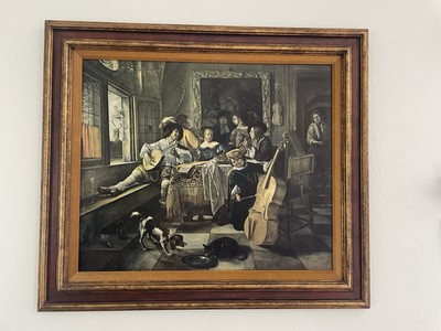 The Family Concert  Art Print  Jan Steen 1666  Velvet Ribbon Framed
