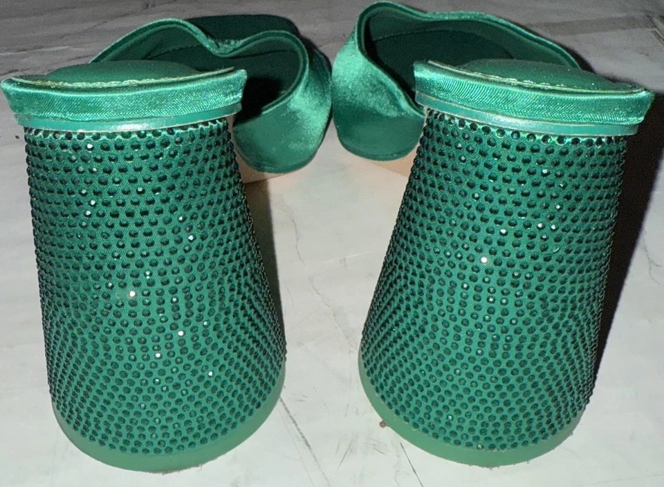 Liliana Shoes Womens Size 8.5 Block Heel Slide Mules Rhinestone Party Dressy - Image 3 of 4