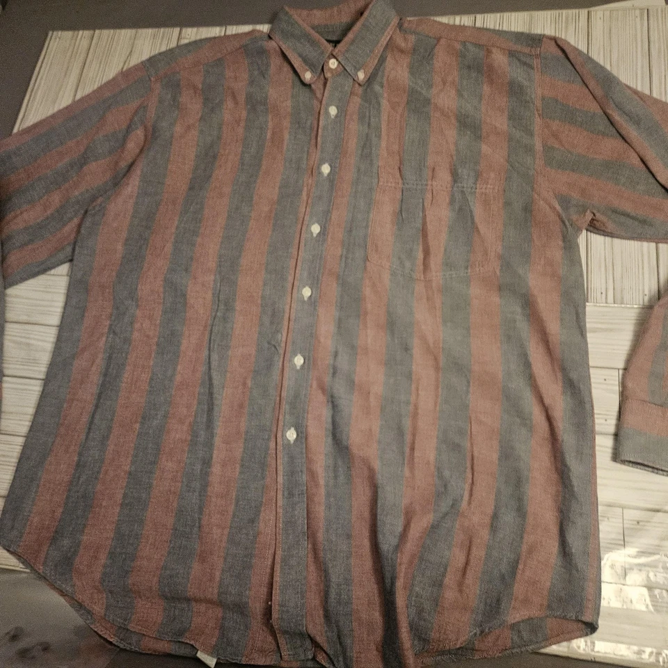 Camisa de Colección American Eagle Para Hombre Grande a Rayas Con Botones Hecha en EE. UU. Años 90 Foto 2 de 4