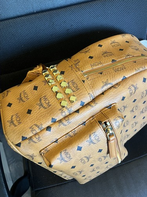 #ad MCM Stark Visetos Backpack with Gold Studs Size Large Same Day Shipping $199.99