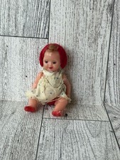 Italy Miniature Mini Celluloid Plastic Jointed Doll W Hair 3 Baby VINTAGE