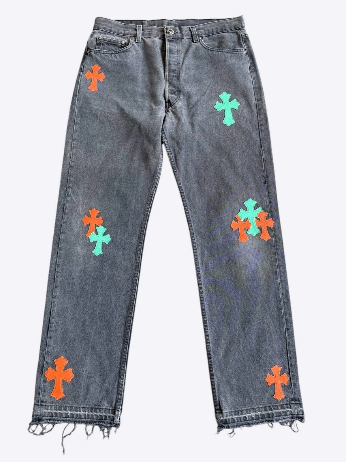 Chrome Hearts Levis Grey, Green & Orange Miami Patch Jeans