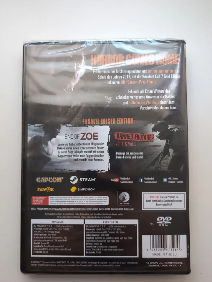 Resident Evil 7 Biohazard-Gold Edition (PC) Deutsch Disc Version Neu Und OVP - Bild 3 von 4