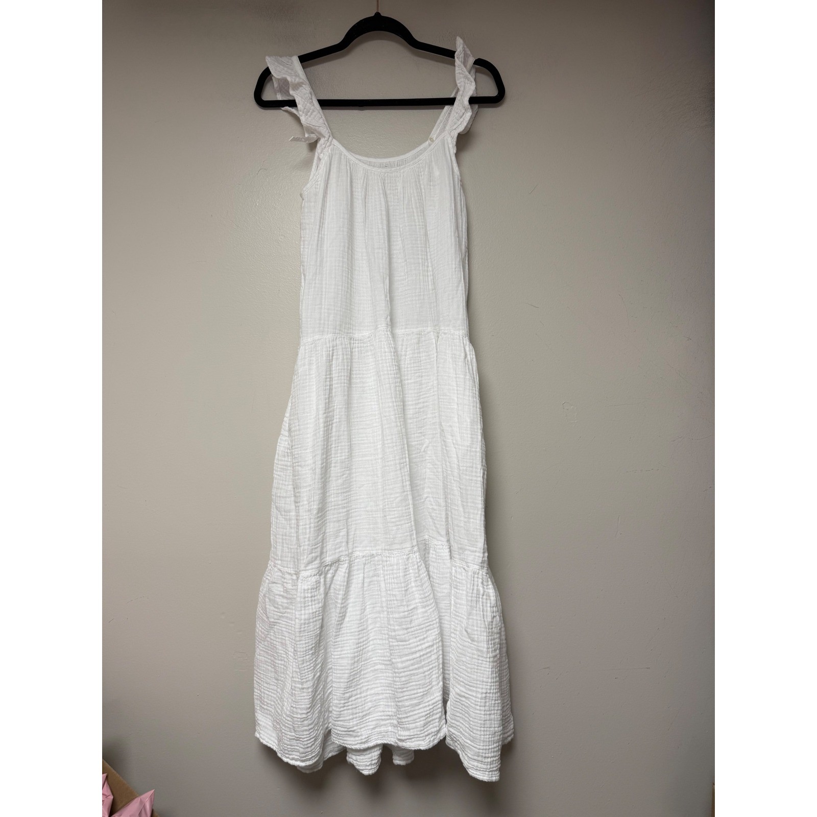 Xirena Maxi Dress Womens Small White Excellent Gauze Ruffle Tiered Summer Boho