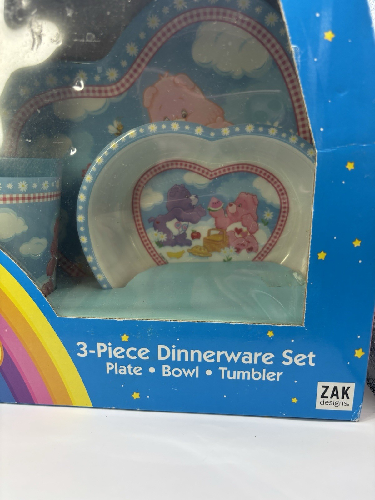 Care Bears 3-Piece Dinnerware Set.  vintage set, produced by Zak Designs 1980s.