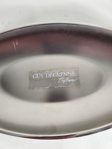 Vintage Guy Degrenne Kosmos Ovale Platte Edelstahl 1970er Frankreich 16,25"x7,25" Neu - Bild 3 von 6