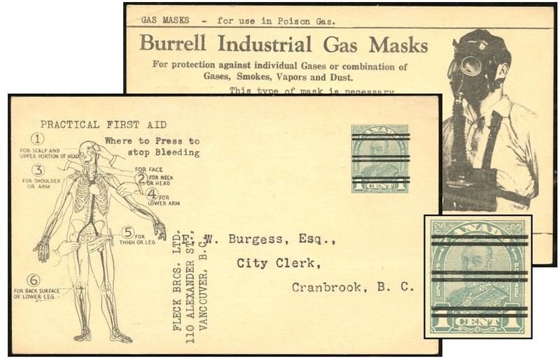 CANADA 1¢ ARCH PRECAN/BLEEDING/GAS MASKS  P103a