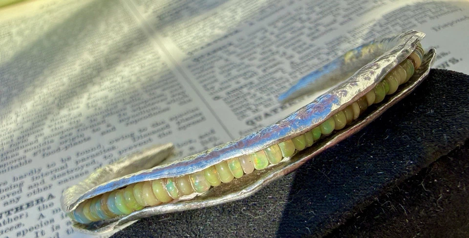 Mashka Ethiopian Opal And Sterling Silver “Pod”Cuff. Fantastic! 6.75-7” - Image 3 of 4