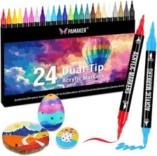 Acrylstifte Set 24 Farben für Stoff Leinwand...