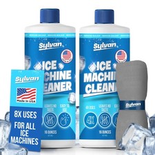 Sylvan Ice Machine Cleaner and Descaler  2x 16 oz 8 uses  Cloth  Made in...
