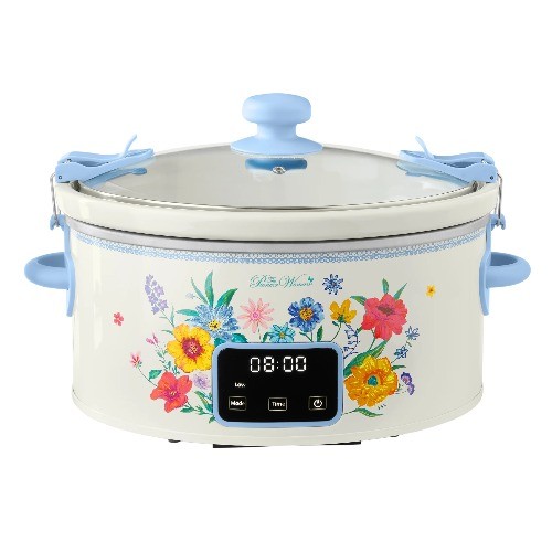 The Pioneer Woman 6-Quart Slow Cooker, Locking Lid, Digital, Brilliant Blooms
