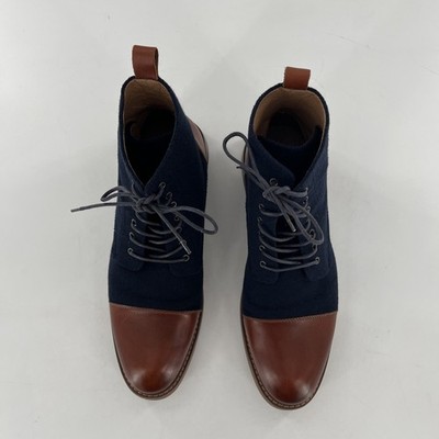 La Milano Mens Lace Up Boots Stance Cognac Navy Leather  display picture 3