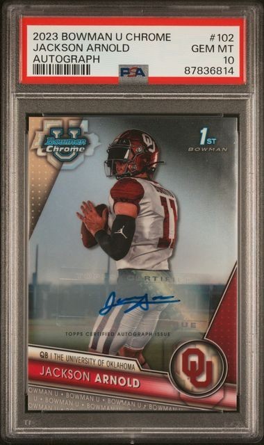 2023 Bowman University Chrome Jackson Arnold Rookie Auto PSA 10