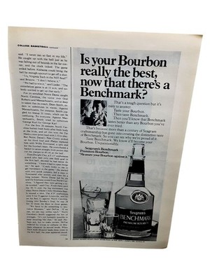 1973 Seagrams Benchmark Bourbon Print Ad Vintage Whiskey Advertising