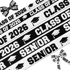 Class of 2026 Graduation Ribbons 6 Pack, 3/8 7/8 Inch x 30 Yards Black Whit...