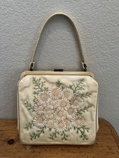Vintage 1950  s Vinyl Kiss Lock Purse With Flowers  Coin Purse  Eyeglass Case