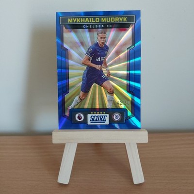 Panini Score 2023/24 Mykhailo Mudryk 42/50 Blue Laser Parallel Rare Chelsea Card