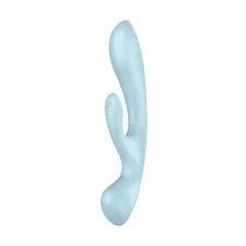 Satisfyer Triple Oh Rabbit Vibrator - Hybrid, Light Blue