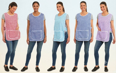 Damen Wappenschürze Hausmantel Arbeitskleidung Reinigung Gastronomie Uniform mit Tasche UK