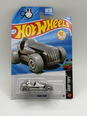Hot Wheels Pass 'N Go Drop Tops 1:64 Diecast Car Silver 2026 Monopoly