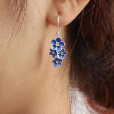 Blaue Blumen Ohrhänger Damen süße Blume An...