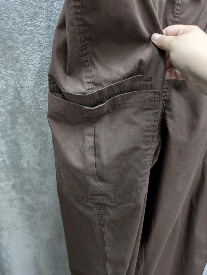 Pantalones Médicos Para Mujer Cintura Elástica Marrón Bolsillos Informales LEER Foto 3 de 4