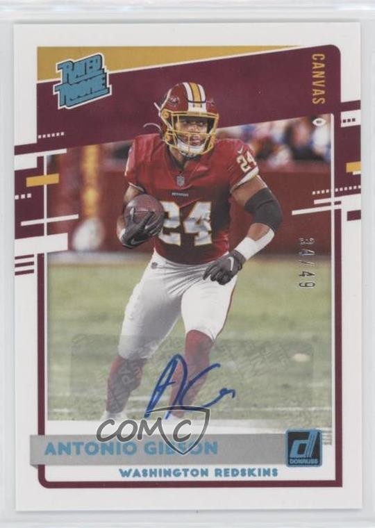 2020 Panini Donruss Rated Canvas 34/49 Antonio Gibson #335 Rookie Auto RC lz7