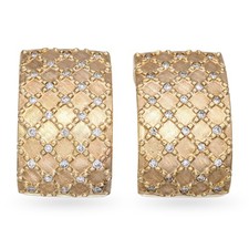 14k Yellow Gold Diamond Omega Back Huggie Earrings