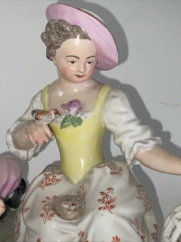 Groupe Couple aux Oiseaux et agneau en porcelaine Dresden Carl Thieme - Picture 6 of 8