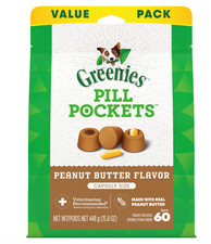 Greenies Pill Pockets for Dogs Large Size,With Real Peanut Butter, 60 Treats 