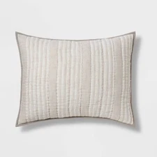 Gray Stitched Stripe Sham (Standard) - Threshold: Cotton Weave