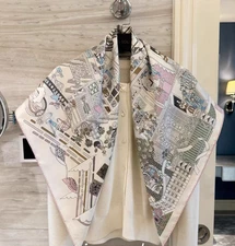 Pure 18 Momme Silk Wrap Scarf Bandanna Luxury House Print Square Shawl 86X86cm