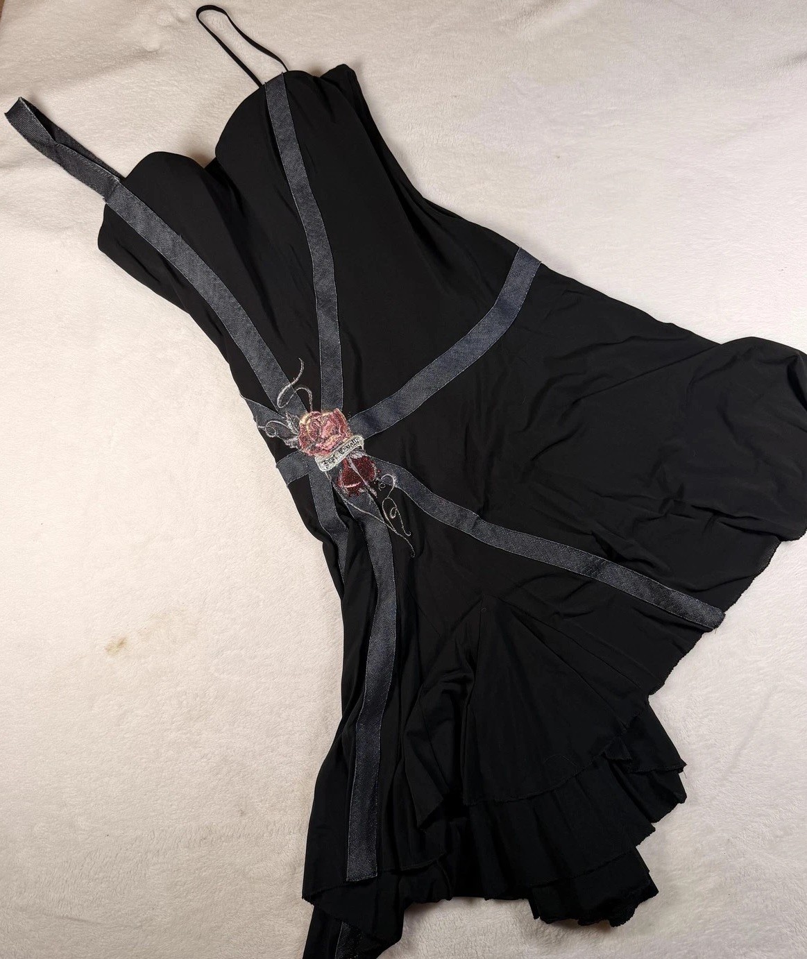 Vintage Y2K Just Cavalli Roberto Cavalli Embroidered Asymmetric Dress IT 44