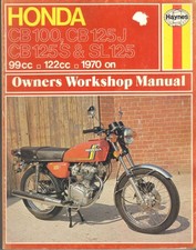 HONDA CB125,CB125J,CB125S,CD125,SL125,CB100,CL100,SL100 HAYNES MANUAL 1970-1977