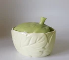 Carlton Ware Embossed Leaf Two-Tone Green Preserve Pot with Lid