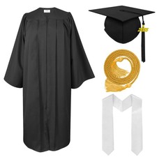 Matte Cap and Gown with graduation Honor Cords Plain Stole and 2025 Tassels f...